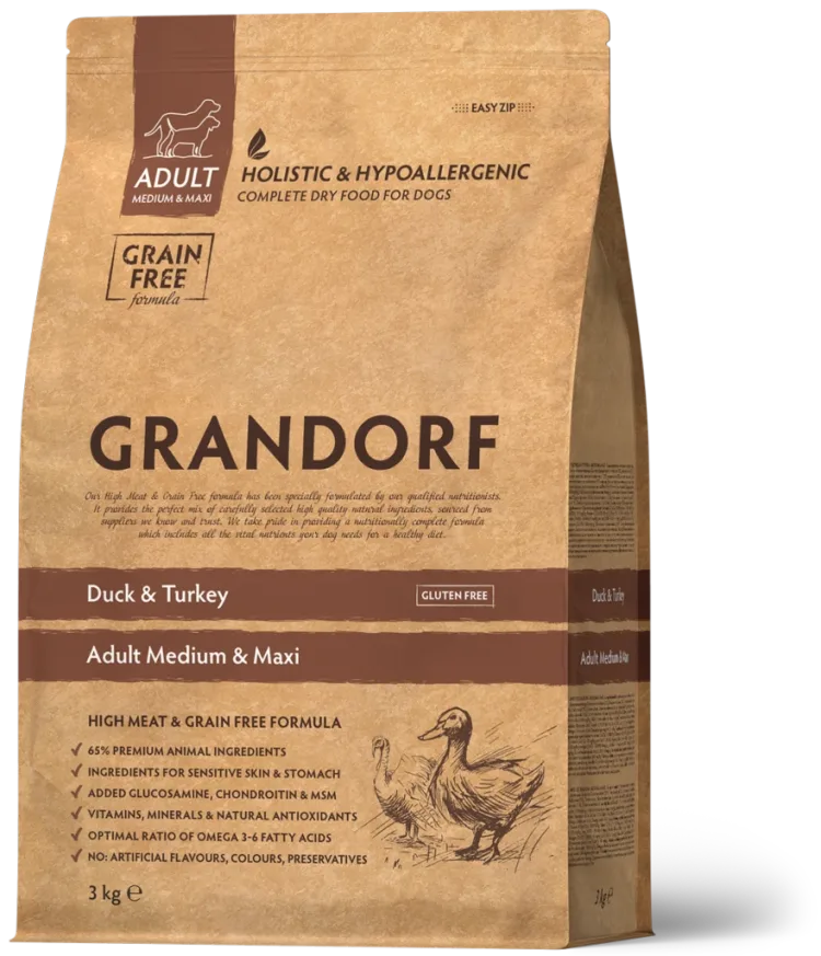 Grandorf Duck & Turkey Adult Med. & Maxi Breed 3kg