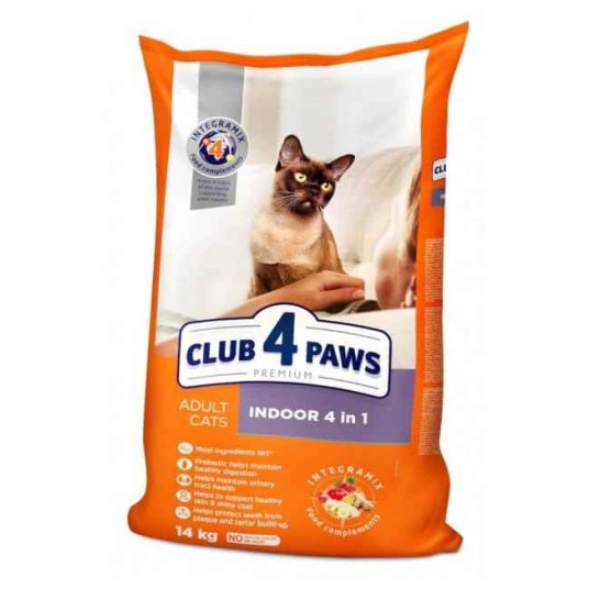 CLUB 4 PAWS Premium Kot karma sucha "Indoor 4 w 1"- z kurczakiem 14kg/1 -zdjęcie numer 1