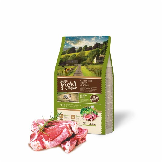 Sams Field Gluten Free Adult Medium Beef & Veal, karma superpremium 2,5 kg/5 -zdjęcie numer 1