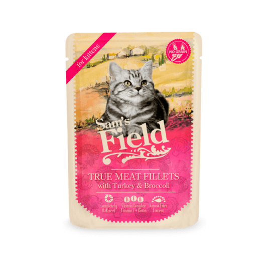 Sams Field True Meat Fillets with Turkey & Broccoli for Kittens 85 g/24 -zdjęcie numer 2