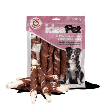 1+1 ideaPet O! Pałeczki wołowe z jag. i ryba 500g