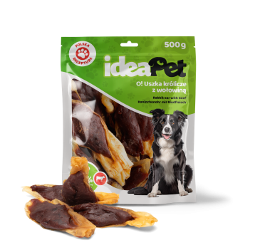 1+1 ideaPet Uszka królicze z wołowiną 500
