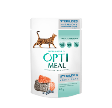 2+1 OPTI Mokra Sterilised Łosoś, Borówka 85g
