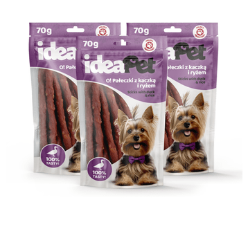 3+5 ideaPet O! Pałeczki z kaczką i ryżem70g