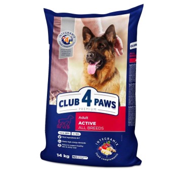 CLUB 4 PAWS Premium „Active” sucha karma dla aktywnych psów – Kurczak, 14 kg