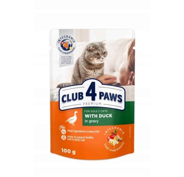 CLUB 4 PAWS Premium Kot karma mokra- kaczka w sosie 100g/24