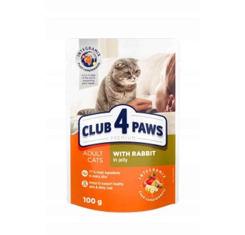 CLUB 4 PAWS Premium Kot karma mokra- królik w galaretce 100g/24