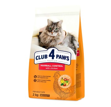 CLUB 4 PAWS Premium Kot karma sucha "Hairball control"- z kurczakiem 2kg/4