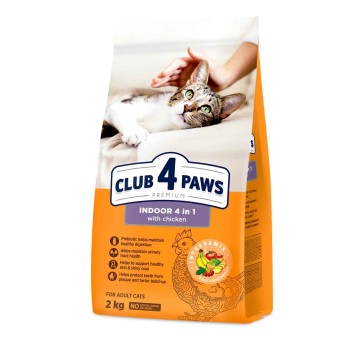 CLUB 4 PAWS Premium Kot karma sucha "Indoor 4 w 1"- z kurczakiem 2kg/4