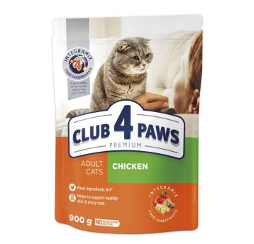 CLUB 4 PAWS Premium Kot karma sucha- kurczak 900g/8