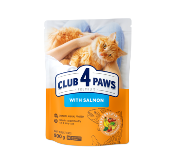 CLUB 4 PAWS Premium Kot karma sucha- łosoś 900g/15