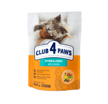 CLUB 4 PAWS Premium Kot karma sucha "Sterilised" 900g/15