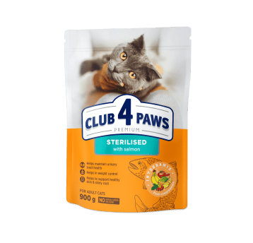 CLUB 4 PAWS Premium Kot karma sucha "Sterilised"- łosoś 900g/15