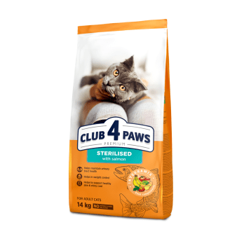 CLUB 4 PAWS Premium Kot karma sucha "Sterilised"- z łososiem 14kg/1