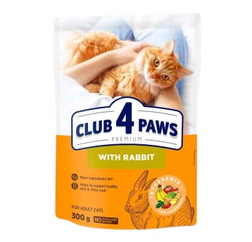 CLUB 4 PAWS Premium Kot karma sucha- z królikiem 300g/15