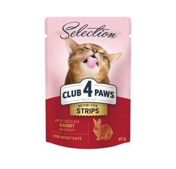 CLUB 4 PAWS Premium Selection Kot karma mokra- królik w sosie 85g/12