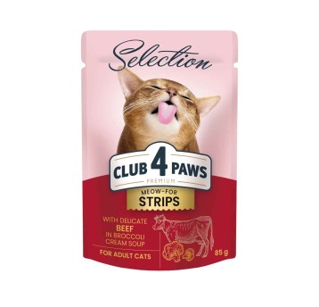 CLUB 4 PAWS Premium Selection Kot karma mokra- wołowina w sosie 85g/12