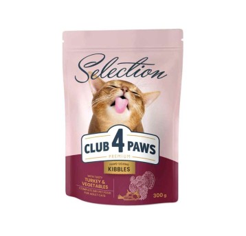 CLUB 4 PAWS Premium Selection Kot karma sucha- z indykiem i warzywami 300g/15