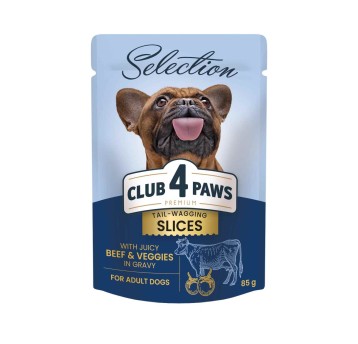 CLUB 4 PAWS Premium Selection Pies karma dla małych ras mokra- wołowina w sosie 85g/12