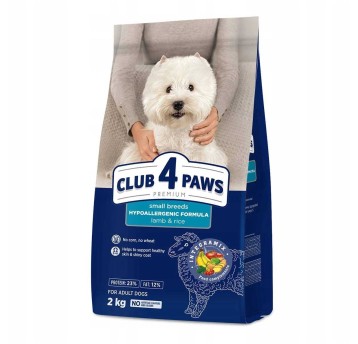 CLUB 4 PAWS Premium sucha karma dla psów małych ras – Jagnięcina i ryż, 2 kg