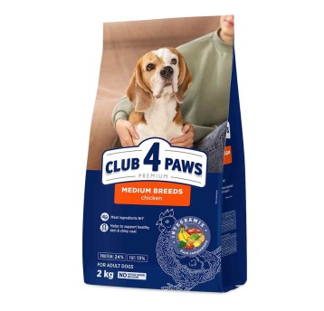 CLUB 4 PAWS Premium sucha karma dla psów średnich ras – Kurczak, 2 kg