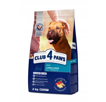 CLUB 4 PAWS Premium sucha karma dla psów wszystkich ras – Jagnięcina i ryż, 2 kg