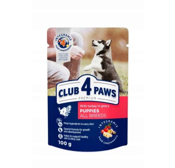 CLUB 4 PAWS Premium Szczenię karma mokra- indyk w sosie 100g/24