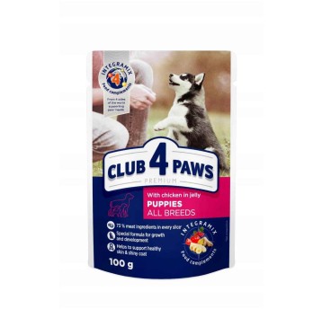 CLUB 4 PAWS Premium Szczenię karma mokra- kurczak w galaretce 100g/24