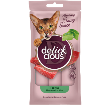Delickcious Uzupełniająca karma dla kotów - Kremowe przysmaki Tuńczyk z aloesem 4x15g/18