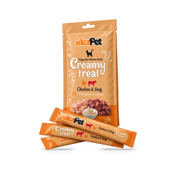 IdeaPet Kremowy przysmak dla kota z kurczakiem i wołowiną 5×15 g