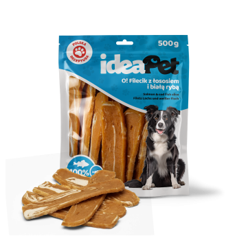 ideaPet Przysmak dla psa - Filecik z łososiem i białą rybą 500g