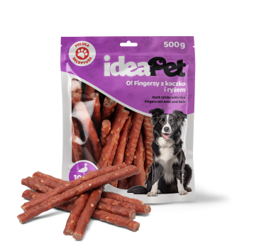 ideaPet Przysmak dla psa - Fingersy z kaczka i ryżem 500g
