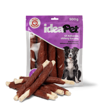 ideaPet Przysmak dla psa - Kabanos oblany kaczką 500g