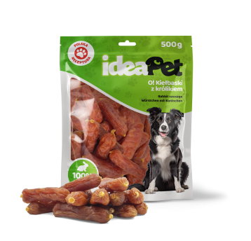 ideaPet Przysmak dla psa - Kiełbaski z królikiem 500g