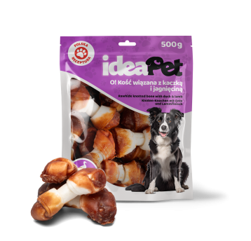 ideaPet Przysmak dla psa - Kość wiązana z kaczką i jagnięciną 500g
