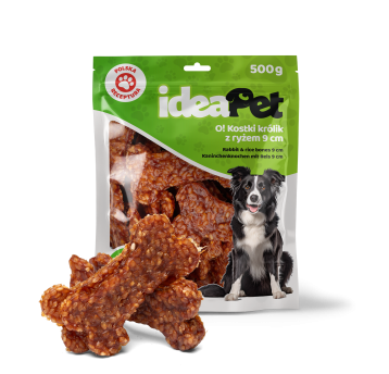 ideaPet Przysmak dla psa - Kostki królik z ryżem 9cm 500g