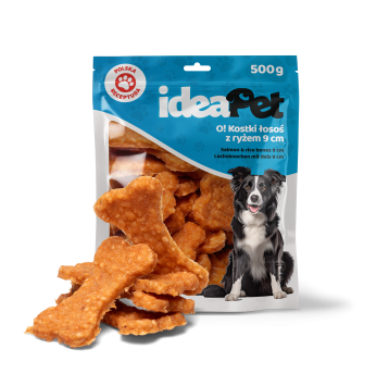 ideaPet Przysmak dla psa - Kostki łosoś z ryżem 9cm 500g