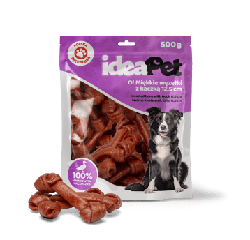 ideaPet Przysmak dla psa - Miękkie węzełki z kaczką 12,5cm 500g