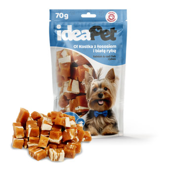 ideaPet Przysmak dla psa - O! Kostka z łososiem i białą rybą 70g