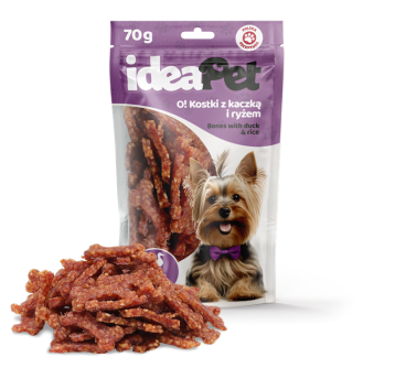 ideaPet Przysmak dla psa - O! Kostki z kaczką i ryżem 70g