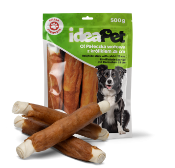 ideaPet Przysmak dla psa - Pałeczka wołowa z królikiem 18cm 500g