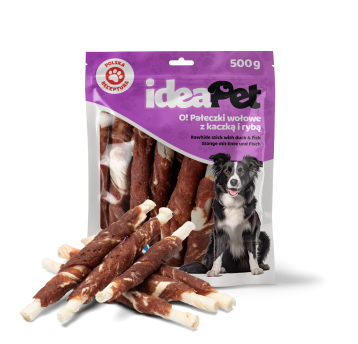 ideaPet Przysmak dla psa - Pałeczki wołowe z kaczką i rybą 500g