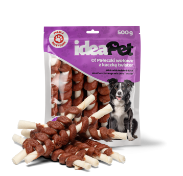 ideaPet Przysmak dla psa - Pałeczki wołowe z kaczką twister 500g