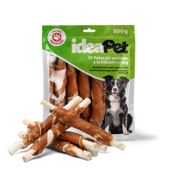 ideaPet Przysmak dla psa - Pałeczki wołowe z królikiem i rybą 500g