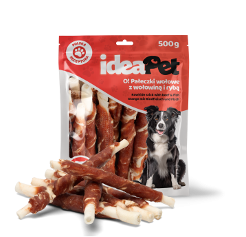 ideaPet Przysmak dla psa - Pałeczki wołowe z wołowiną i rybą 500g