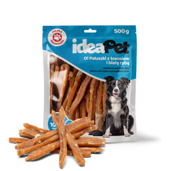 ideaPet Przysmak dla psa - Paluszki z łososiem i białą rybą 500g