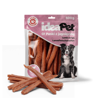 ideaPet Przysmak dla psa - Paski z jagnięciną 500g