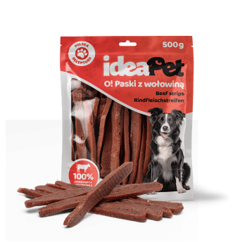 ideaPet Przysmak dla psa - Paski z wołowiną 500g