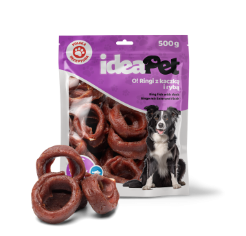 ideaPet Przysmak dla psa - Ringi z kaczką i rybą 500g