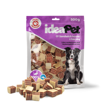 ideaPet Przysmak dla psa - Sandwich kostki z kaczką 500g